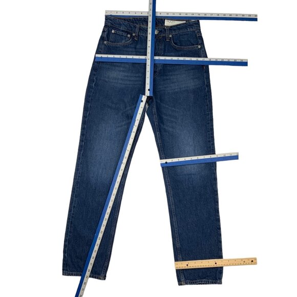 Rag and Bone Maya High Rise Slim Jean 29 Jasper Blue Denim Button Fly Retro Boho - Picture 4 of 12